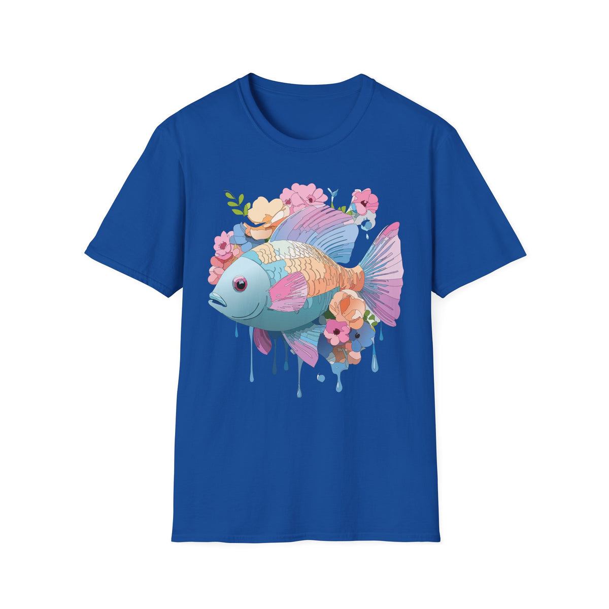 Colorful Koi Fish Floral Illustration T-Shirt | Pastel Watercolor Fish Tee