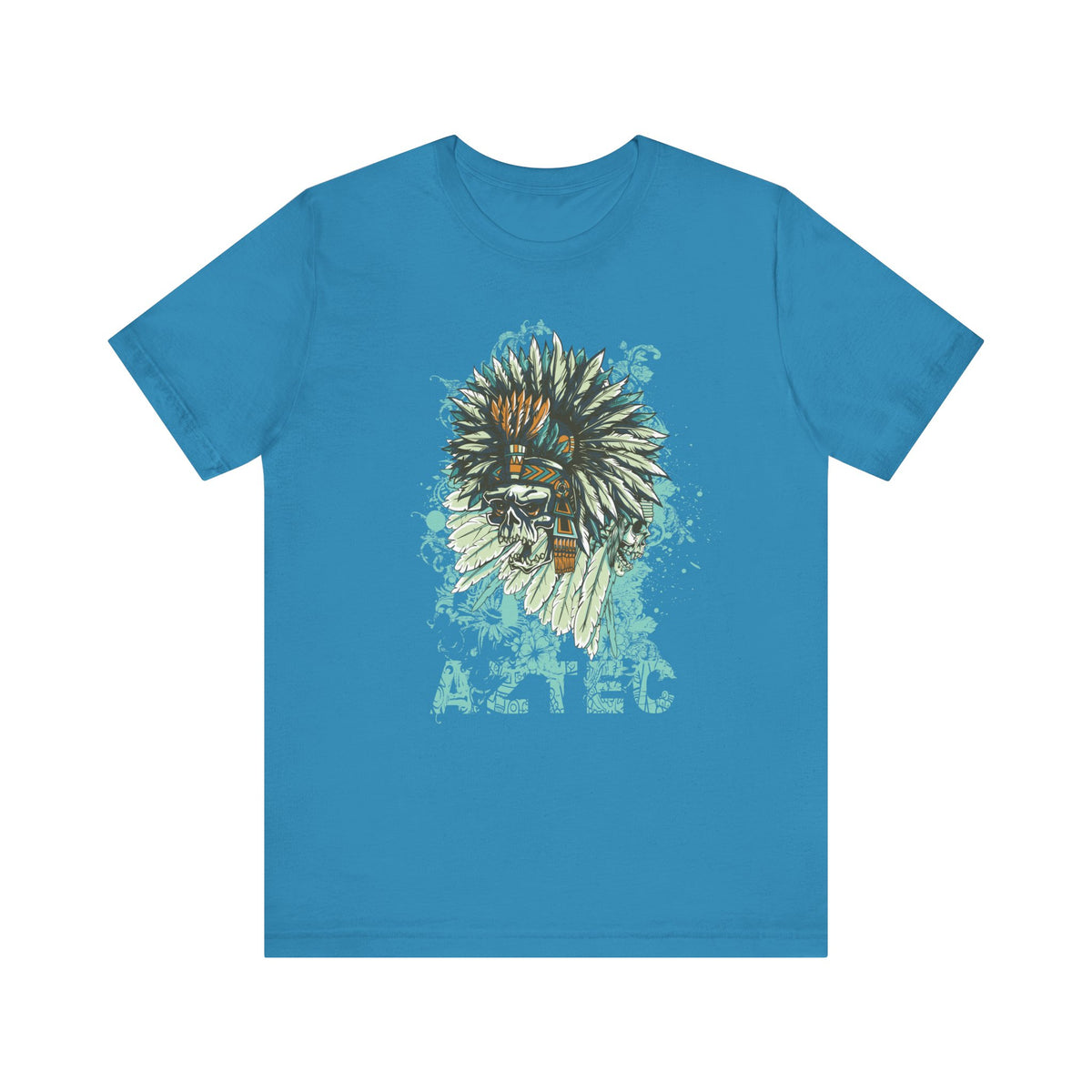 Aztec Headdress Skull T-Shirt Tribal Skull Graphic Unisex Cotton Tee Art-14