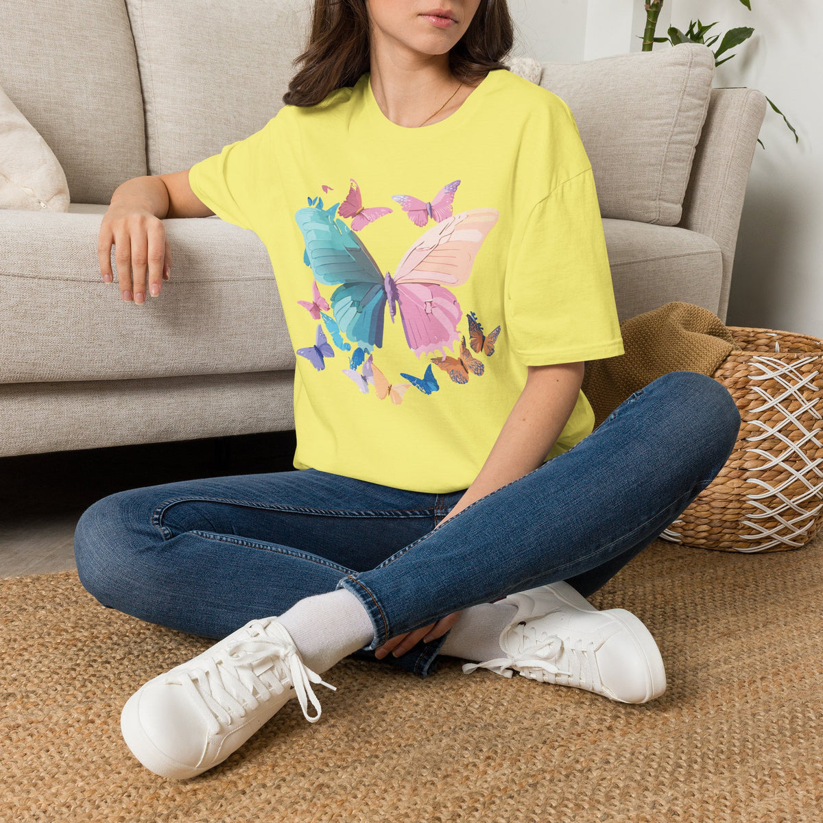 Colorful Butterfly Graphic Design Unisex 100 Cotton Gildan T-Shirt