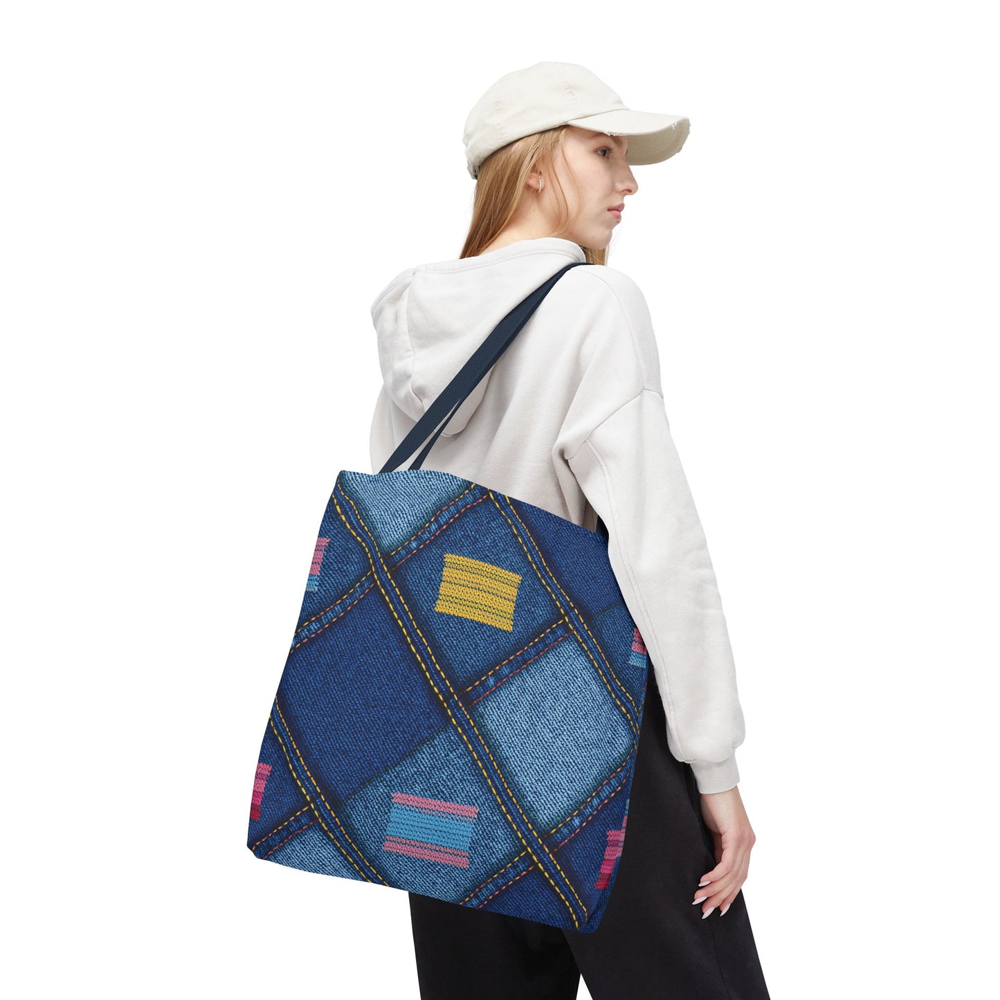 Denim Fabric Imitation Print Unisex Canvas Bag Poly Spun 3 Sizes Tote Bag 146