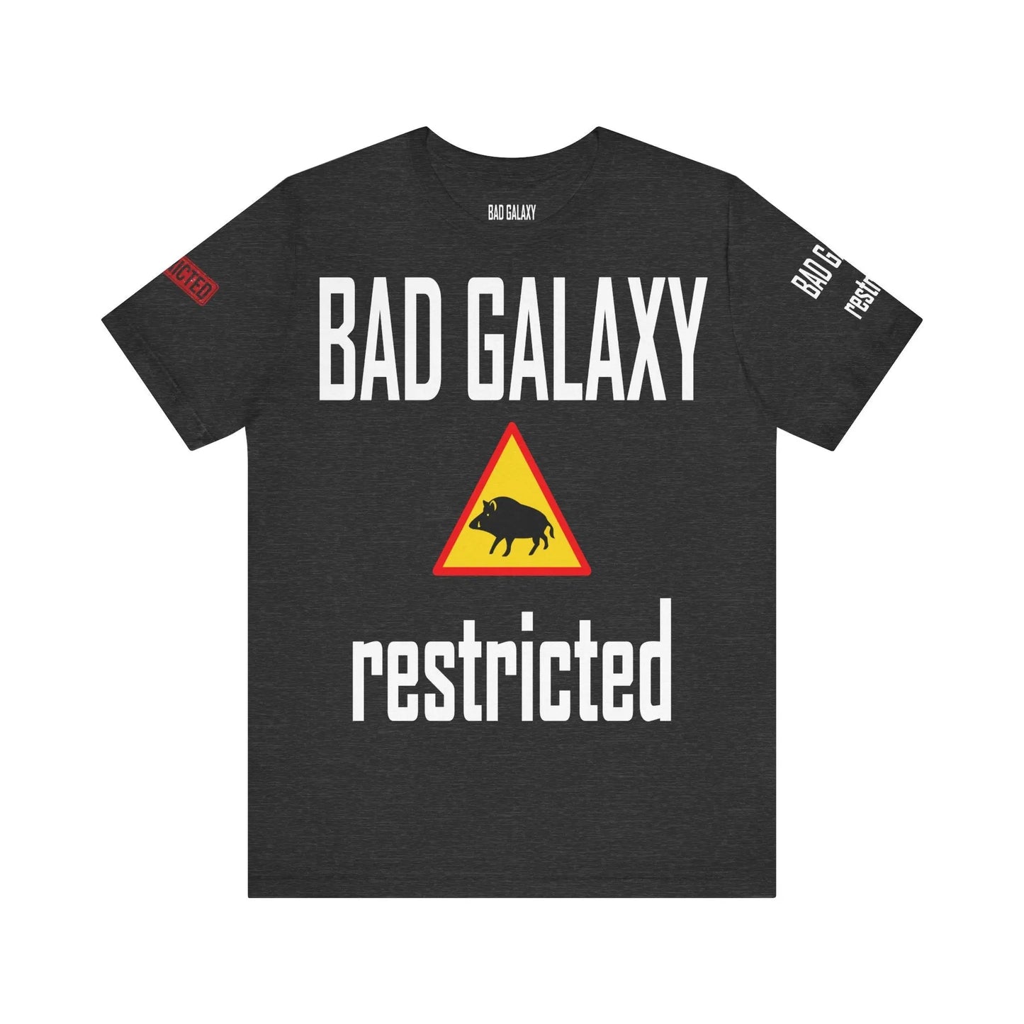 Tee Shirt With Red Stamp From Bad Galaxy Made To Order 100 Percent Cotton USA Printed With Eco Inks
