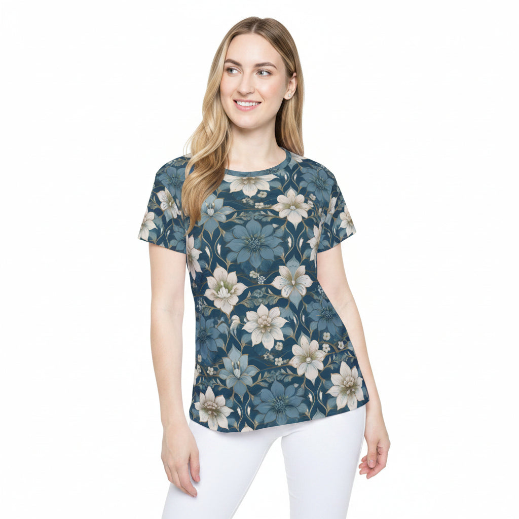 Women Poly Shirt with Floral Print F345