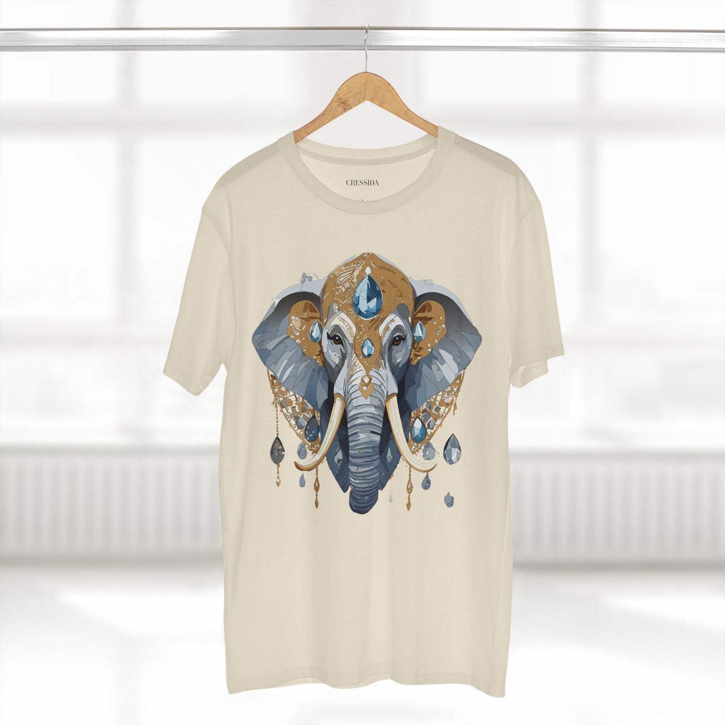 Elephant Graphic Unisex 100 Cotton Tee With Unique Animal Golden Medallion Art Design 36