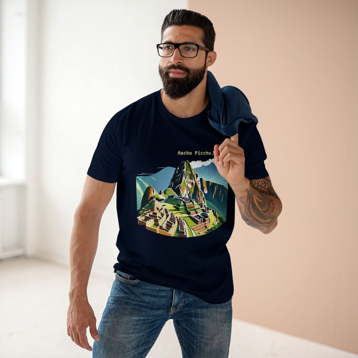 Unisex Machu Picchu Travel Shirt Premium Cotton Tee With Original Retro2Nova Art Design