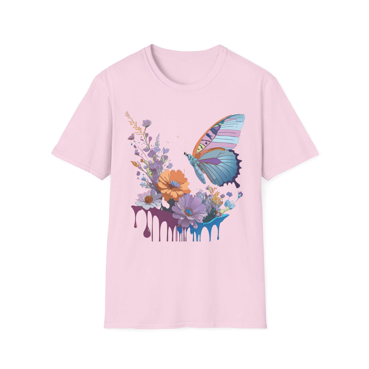 Butterfly Floral Graphic Design Unisex 100 Cotton Gildan T-Shirt