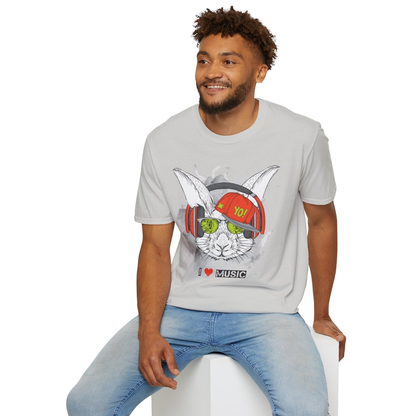 Unisex Music Animals Shirt With Headphones Softstyle Short Sleeve Tee Gildan 64000