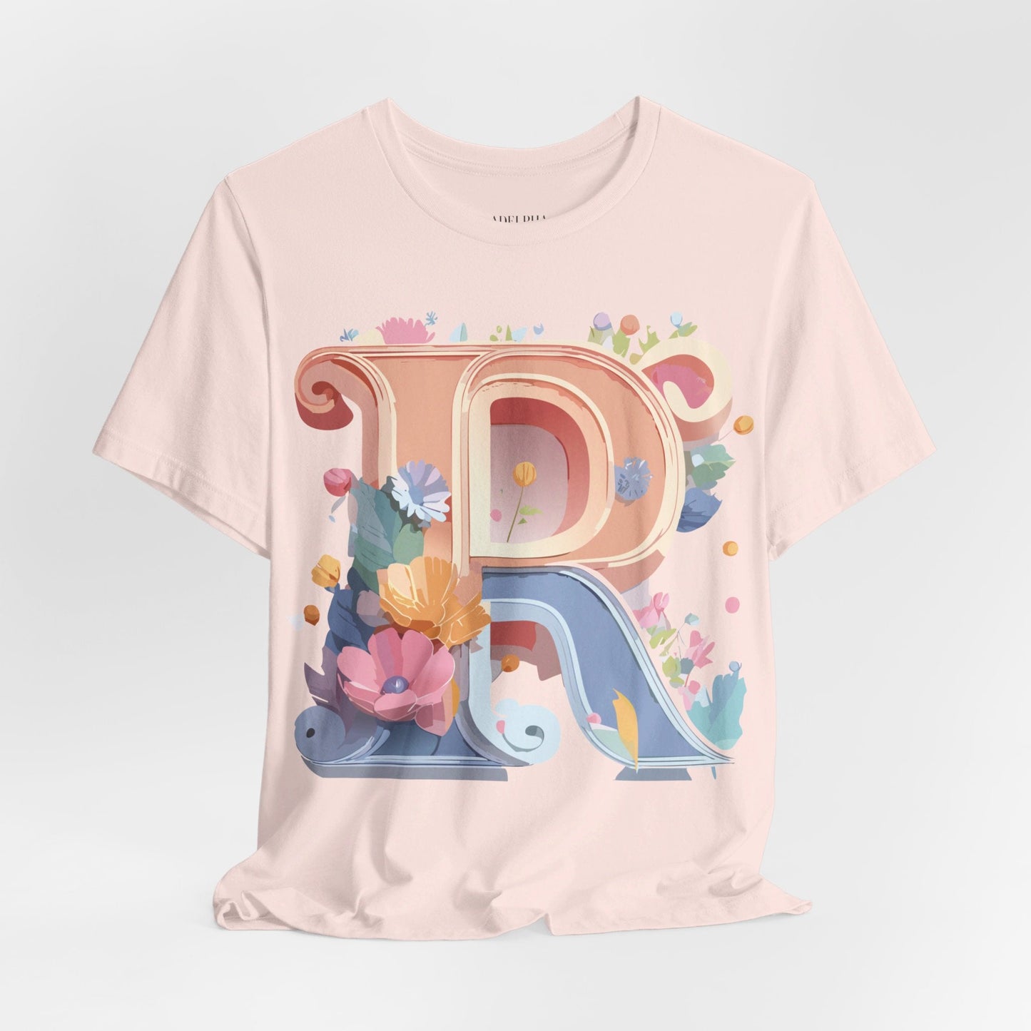 Letter R  Graphic Tee Unisex Short Sleeve Vintage Art Design Tee