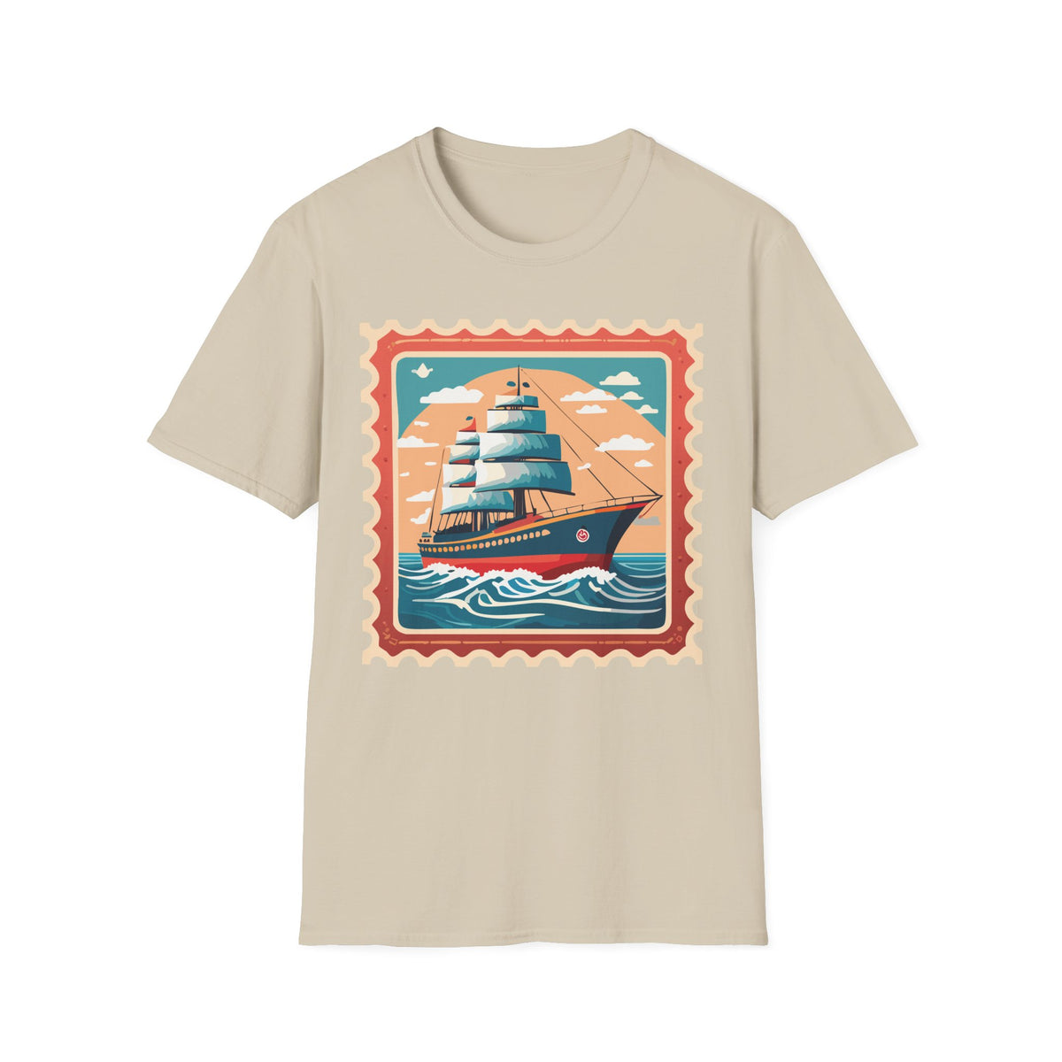 Vintage Sailing Ship T-Shirt | Retro Ocean Stamp Graphic Tee