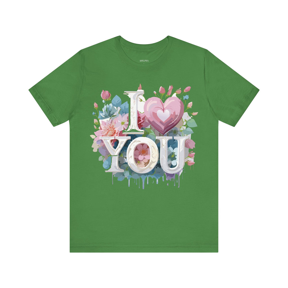 Valentine's Day Graphic Unisex Cotton Bella+Canvas Tee with Floral Art Design d126