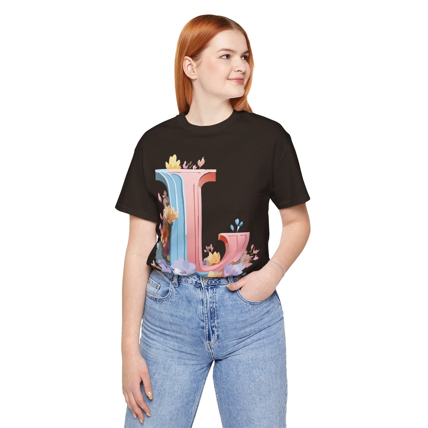 Letter L Shirt Graphic T Shirt Unisex Short Sleeve Vintage Inspired Artwork By Adelpha