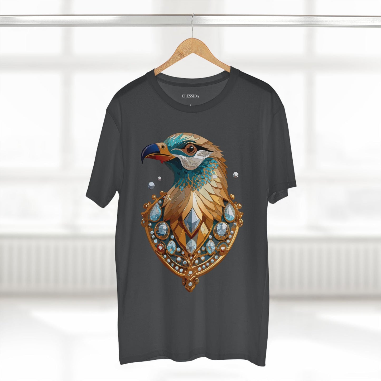 Bird Graphic Unisex 100 Cotton Tee With Unique Animal Golden Medallion Art Design 21