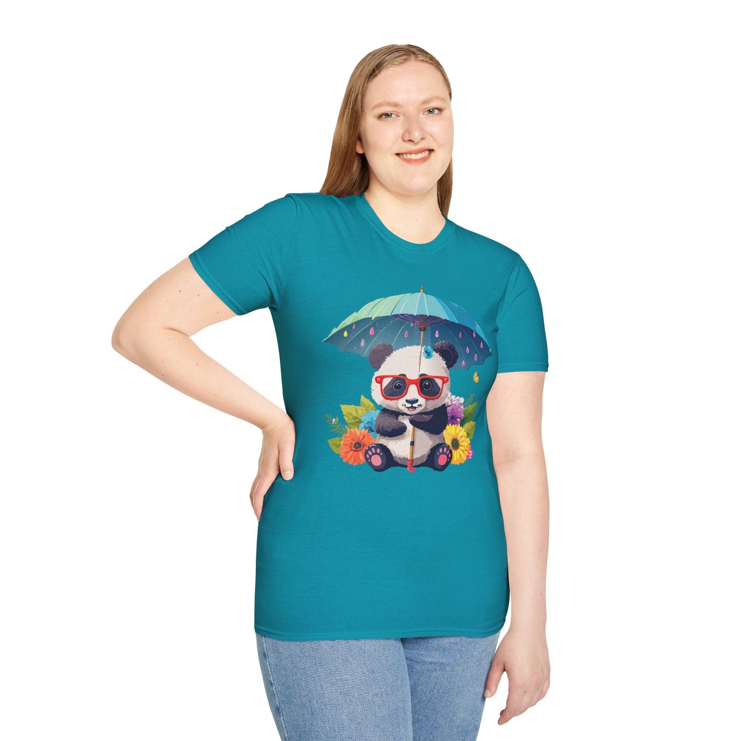 Panda Shirt Unisex Tee 100 Percent Ring Spun Cotton Softstyle Gildan 64000 Animal Print