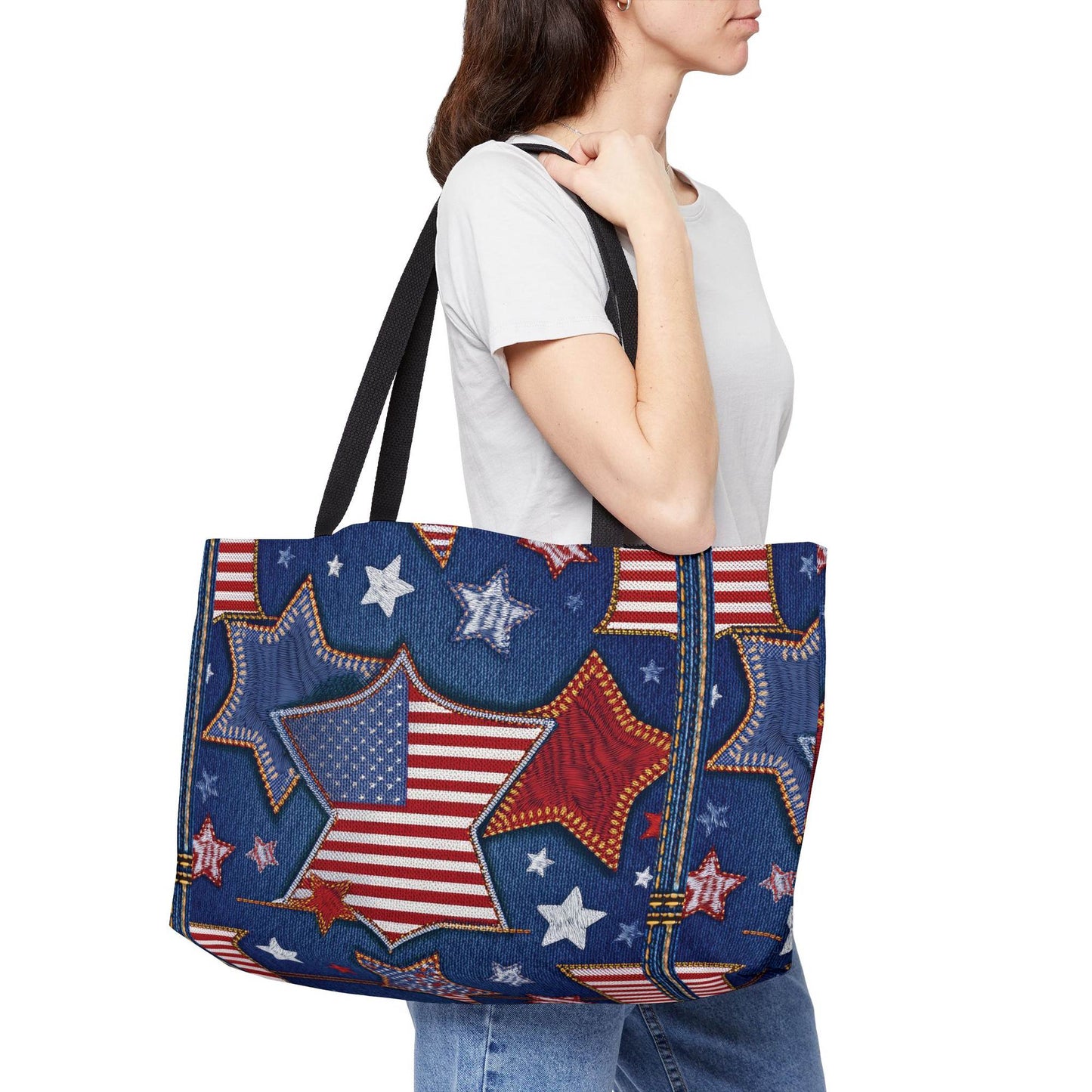 4th of July Denim Color Imitation Print Unisex  Yoga Bag  Spun Poly 24x13 Canvas Bag 58