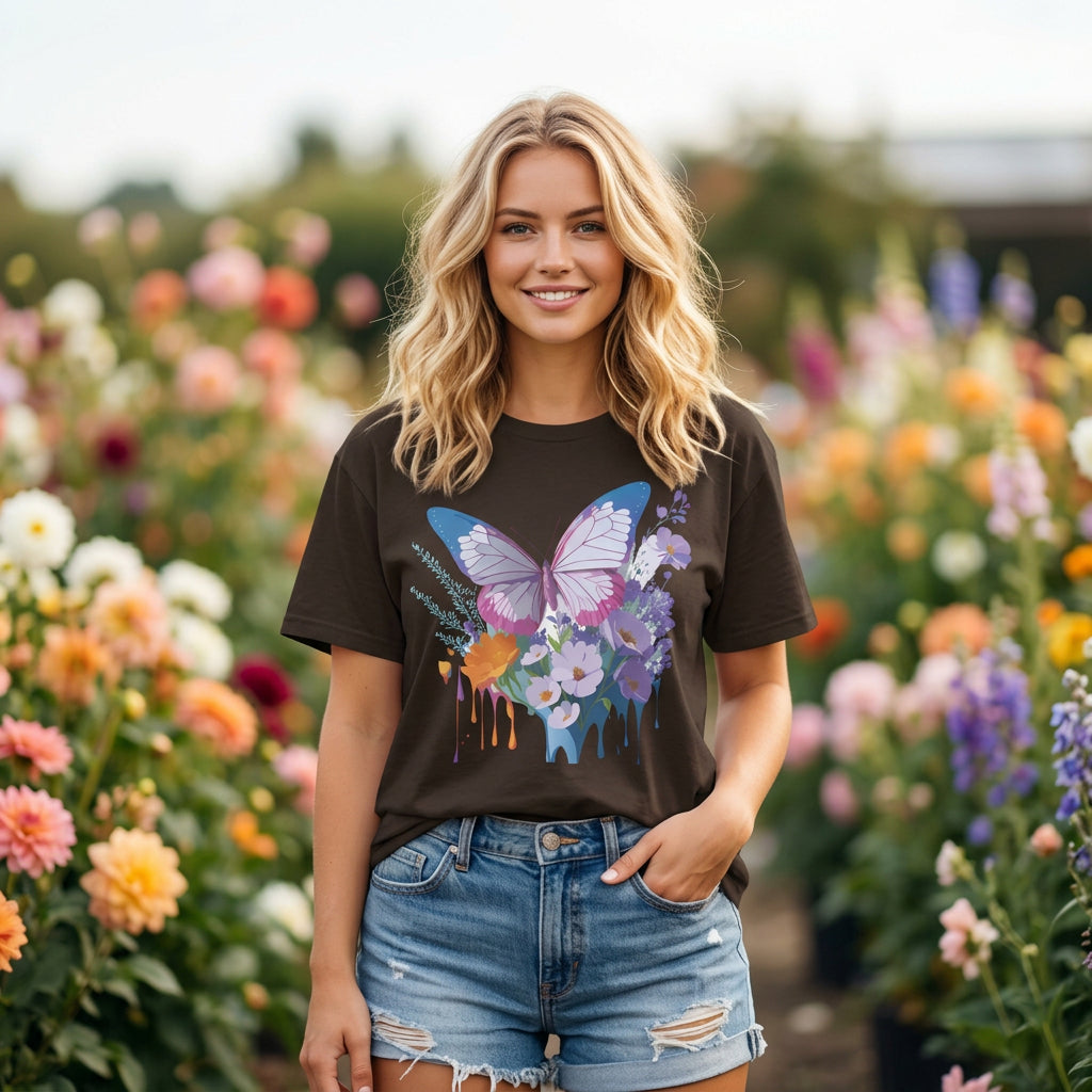 Butterfly Graphic Unisex Cotton Bella+Canvas Tee with Art Design n83