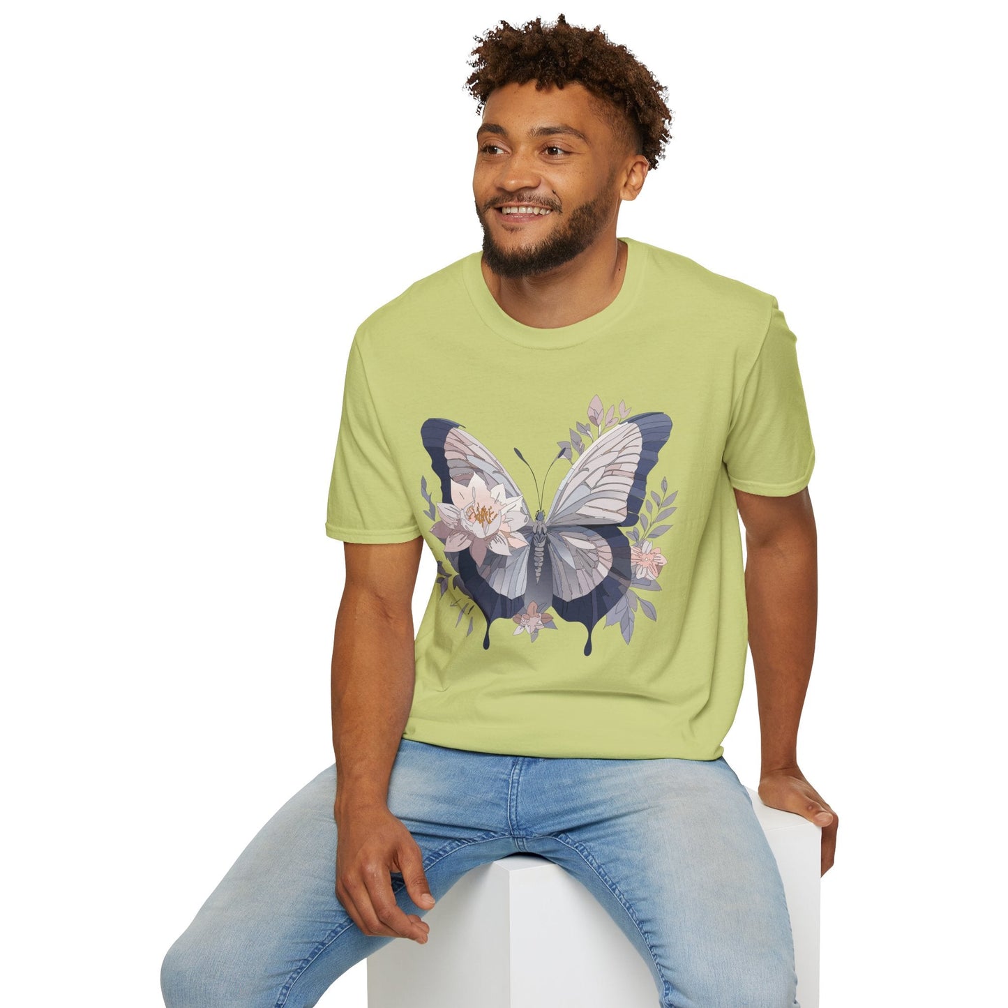 Butterfly T Shirt Unisex Monarch Print Softstyle Cotton Tee for Everyday Comfort