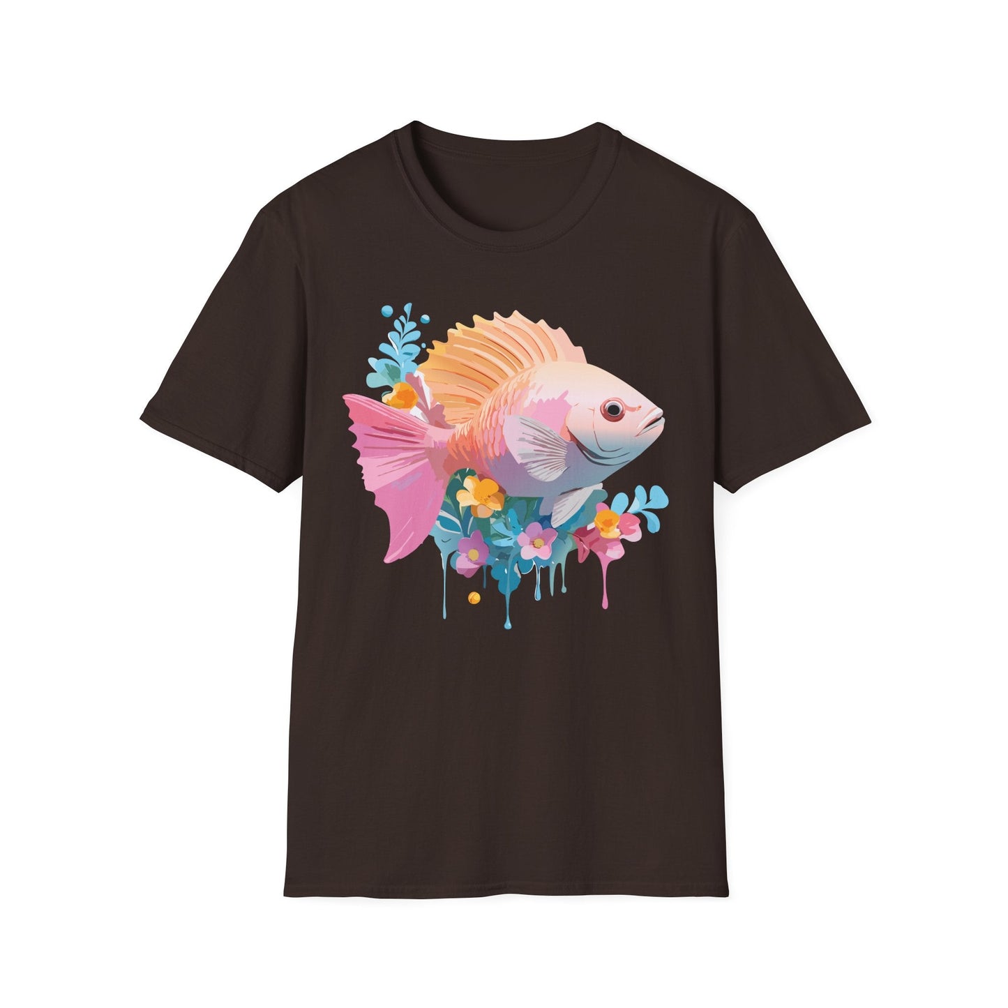 Fish Art Design Graphic Tee Shirt Unisex Softstyle Cotton Short Sleeve Comfort Fit Everyday Wear