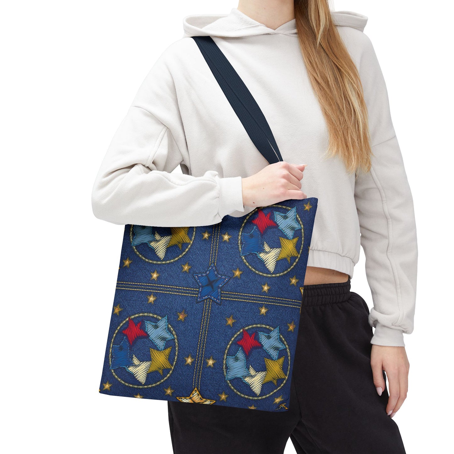 Denim Fabric Imitation Print Unisex Canvas Bag Poly Spun 3 Sizes Tote Bag 181-2