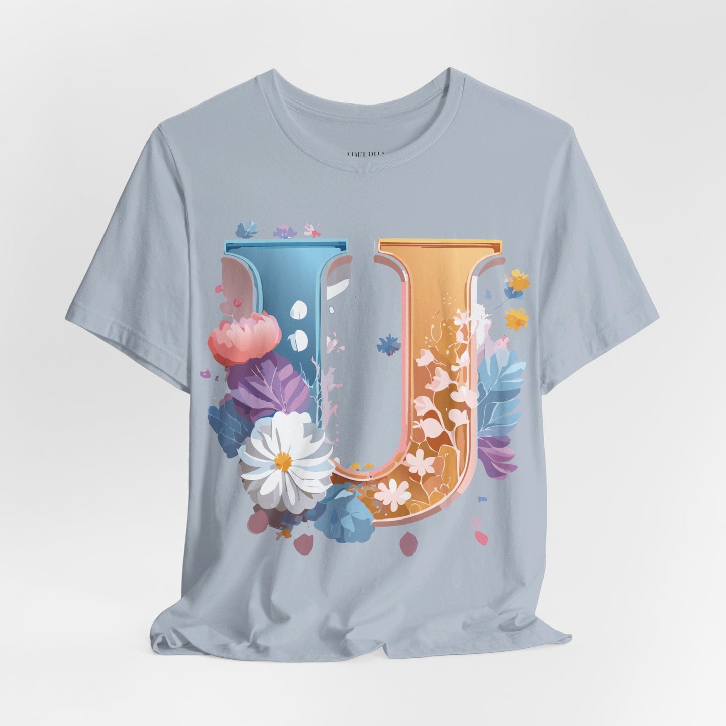 Letter U Shirt Graphic Tee Unisex Vintage Inspired Adelpha Artwork Premium Short Sleeve