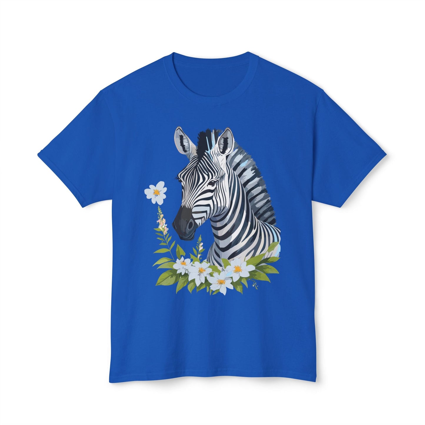 Unisex Zebra Art Print T Shirt 100% Cotton Vintage Floral Tee Made in USA Premium Graphic Tee