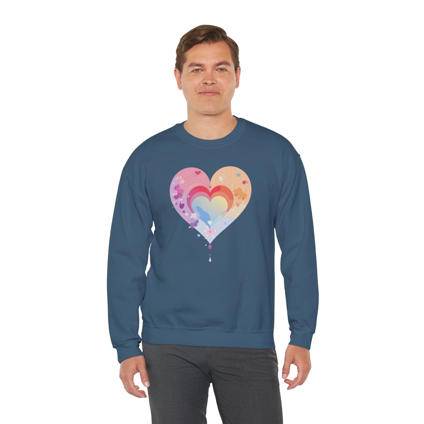 Rainbow Heart Sweatshirt, Floral Heart Sweatshirt, Floral Love Sweatshirt, Valentine's Day Sweatshirt, Rainbow Heart Floral Sweatshirt 114