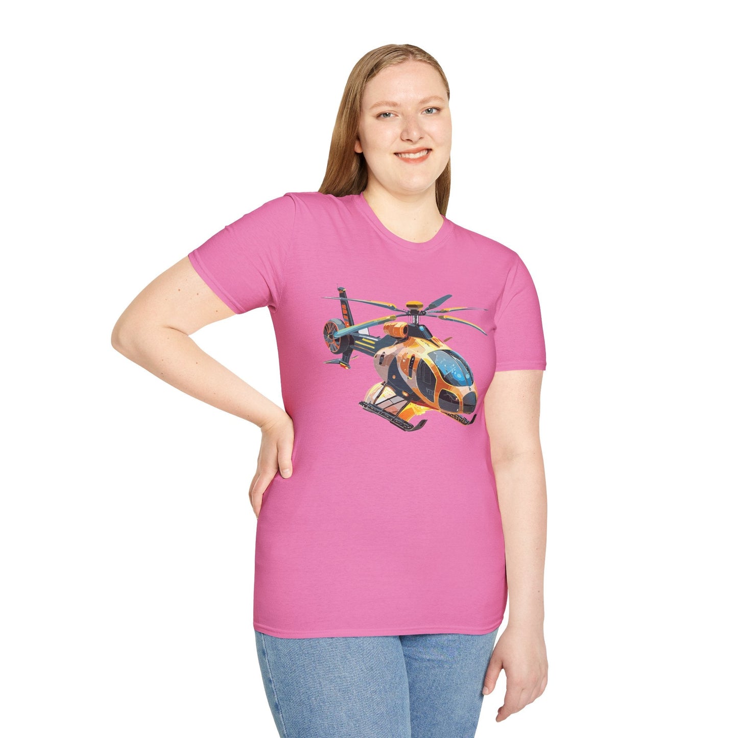 Unisex Helicopter Chopper T Shirt Softstyle 64000 Gildan Durable Lightweight Tee Design