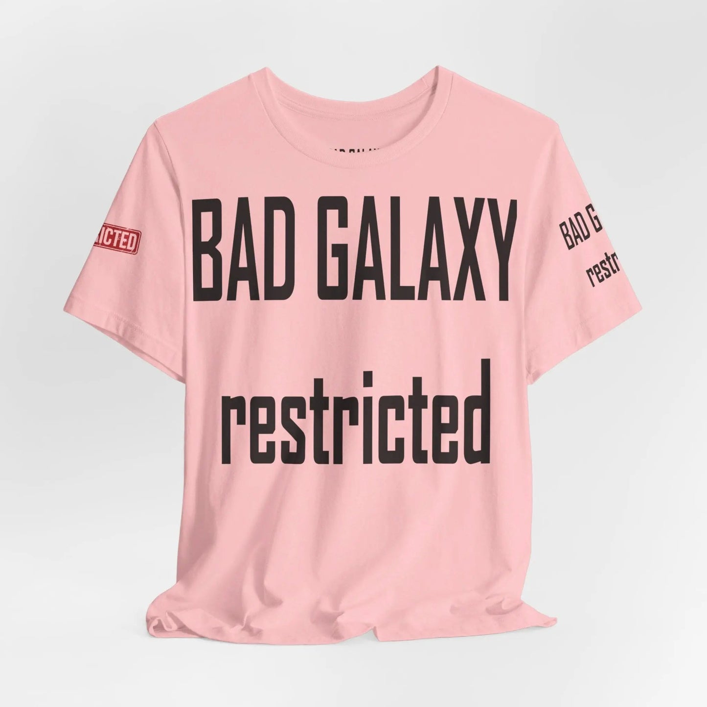Bad Galaxy Tee Shirt With Red Stamp 100 Percent Cotton Made In USA Eco Friendly Inks