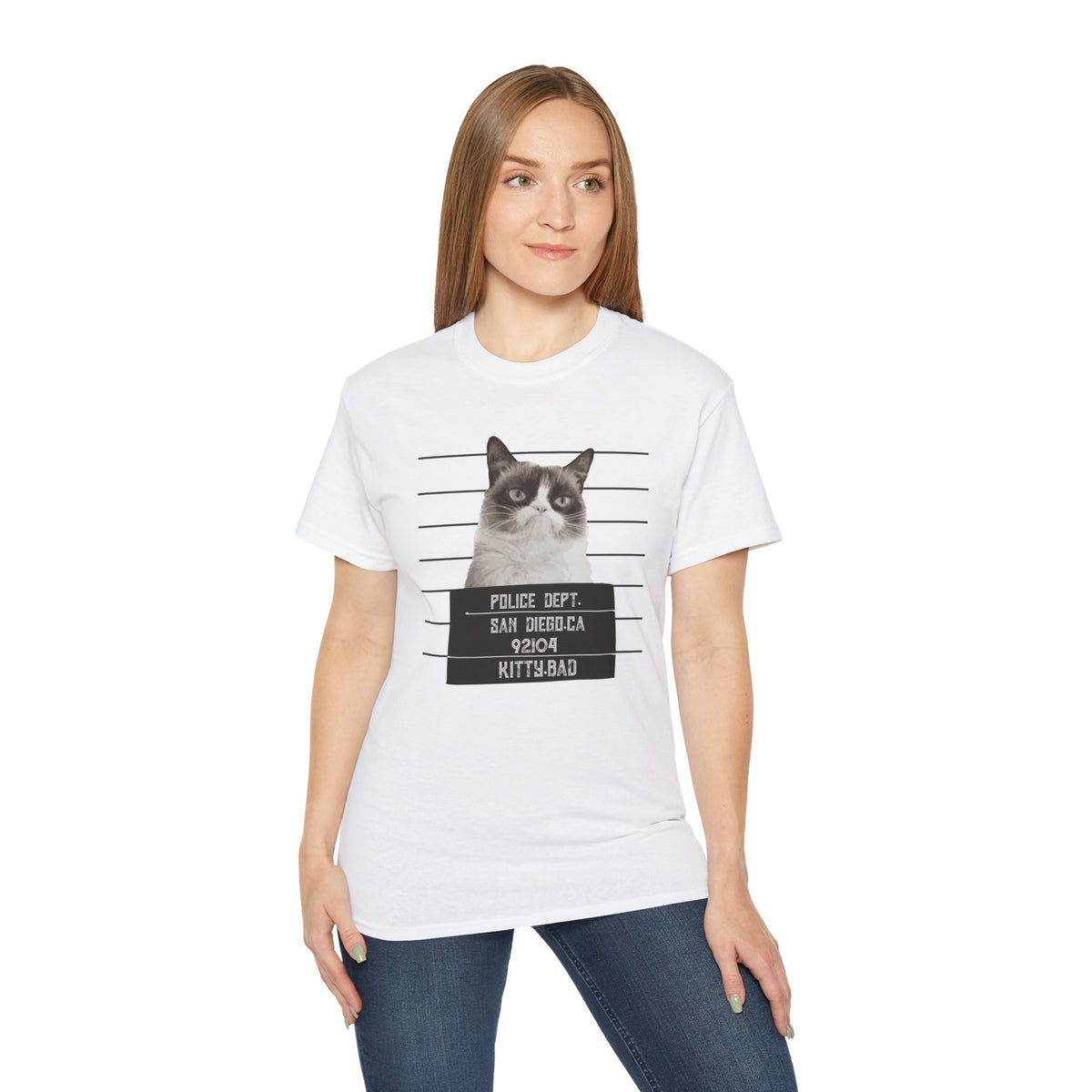 Mugshot Cat Shirt police lineup kitty graphic tee | Funny Cat Mugshot T-Shirt
