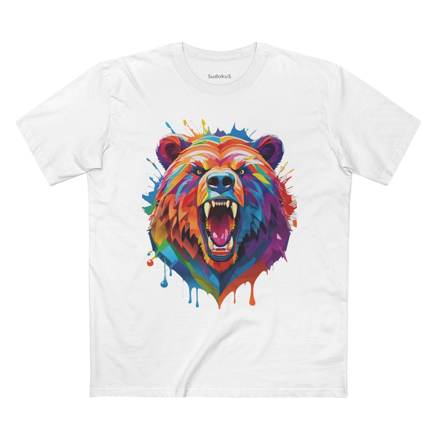 Bear Graphic Unisex 100 Cotton Staple Tee with Animal Design Artwork 13