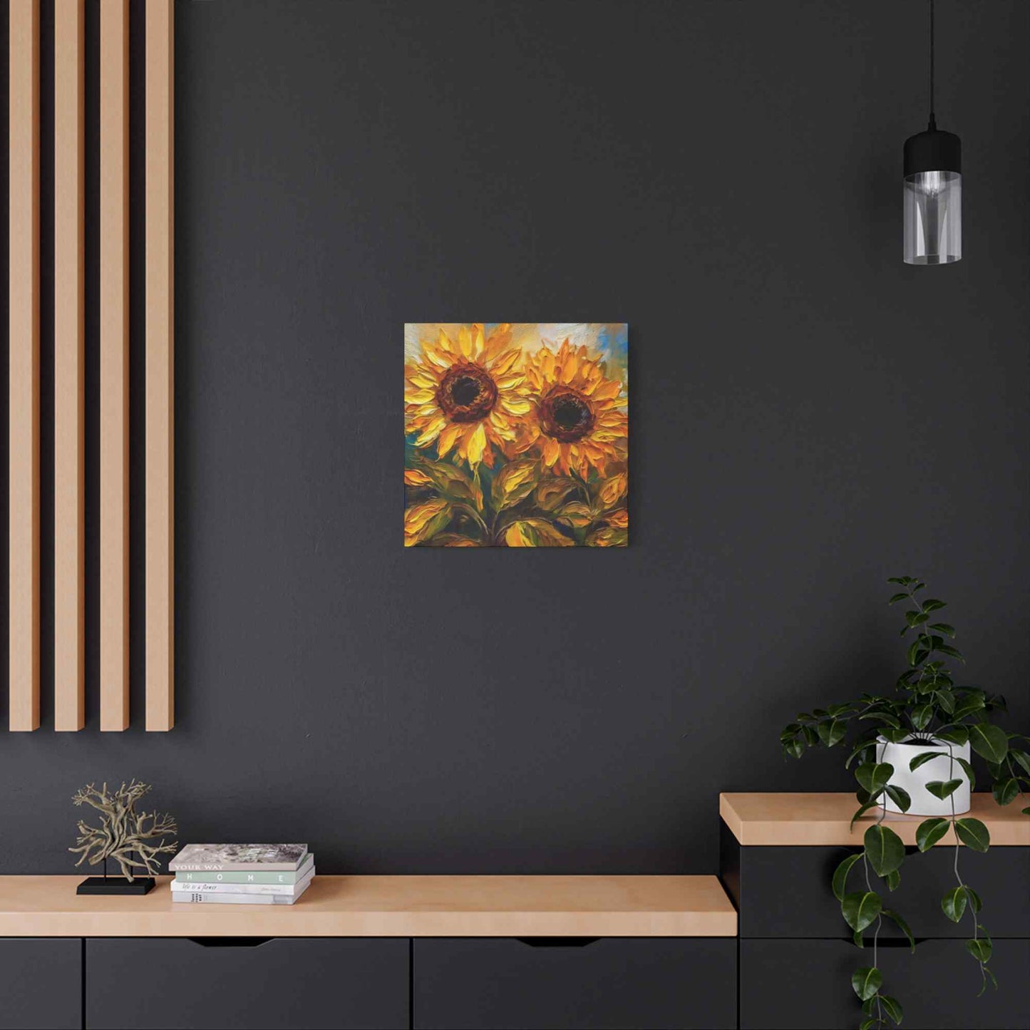 Sunflowers Print Canvas, Flowers Oil Paint Print 20x20, 24x24, 30x30, 32x32, 36x36, Floral Art Design Print Non-Frame MC-25