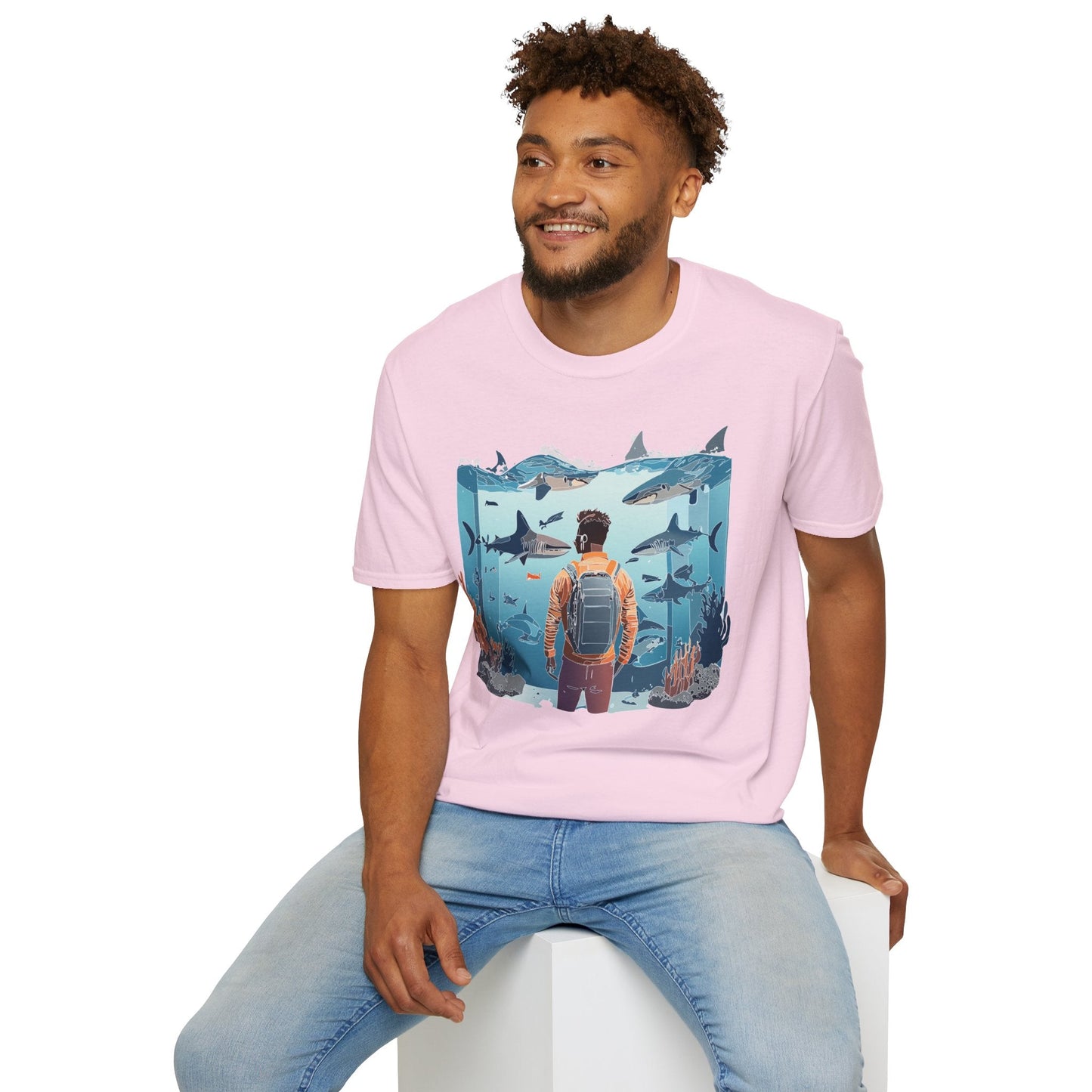 Ocean Themed Unisex Short Sleeve Tee Gildan Softstyle 64000 Ocean Inspired Art Design