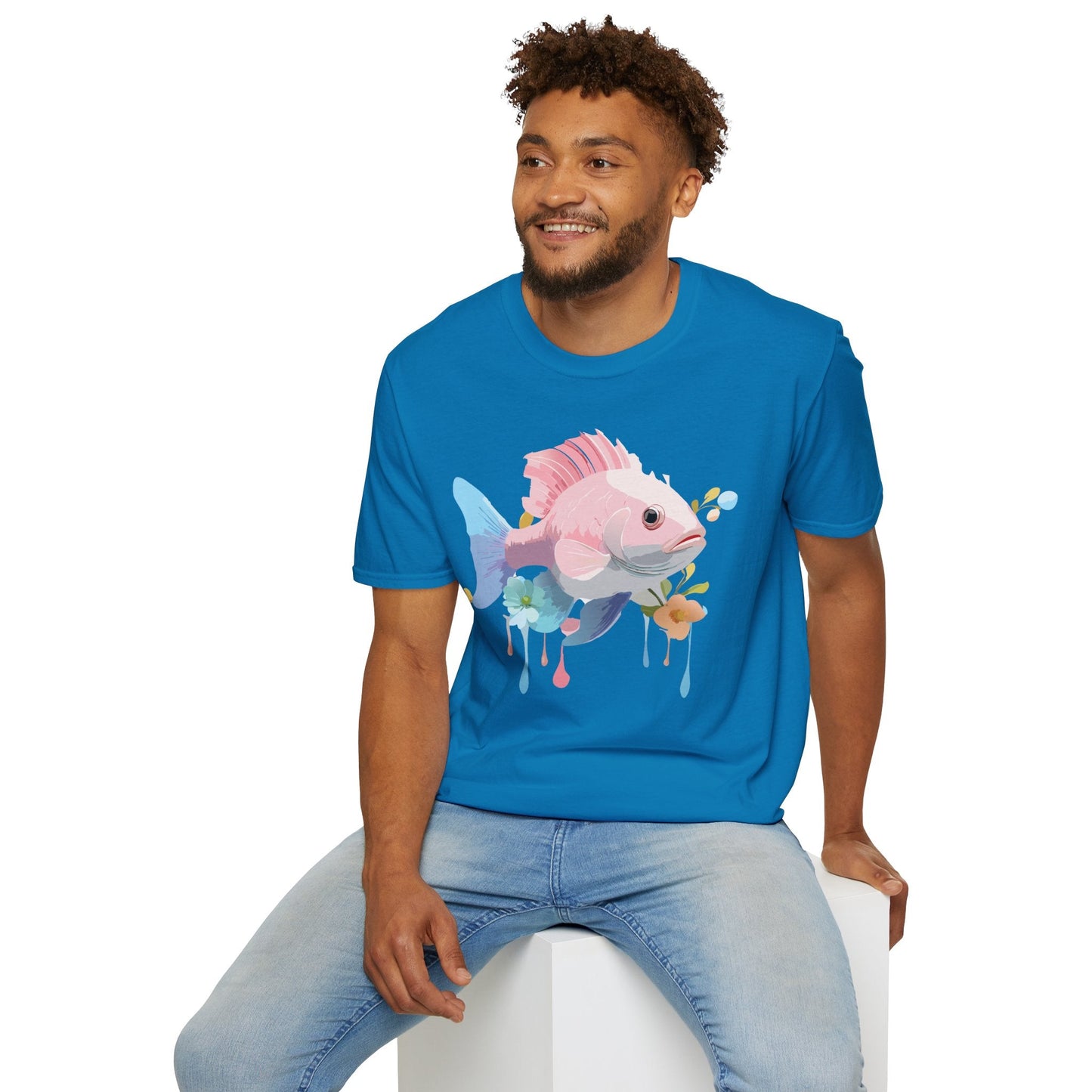Fish Art Design Shirt Unisex Graphic Tee With Fish Illustration Gildan Softstyle 64000
