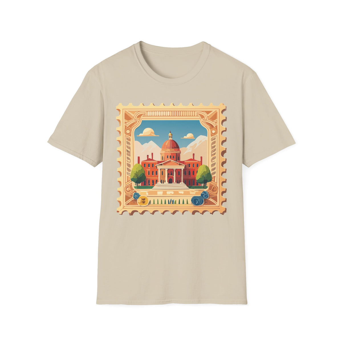 Vintage Postage Stamp Capitol Illustration T-Shirt | Architectural Travel Graphic Tee Unisex 100 Cotton Gildan T-Shirt