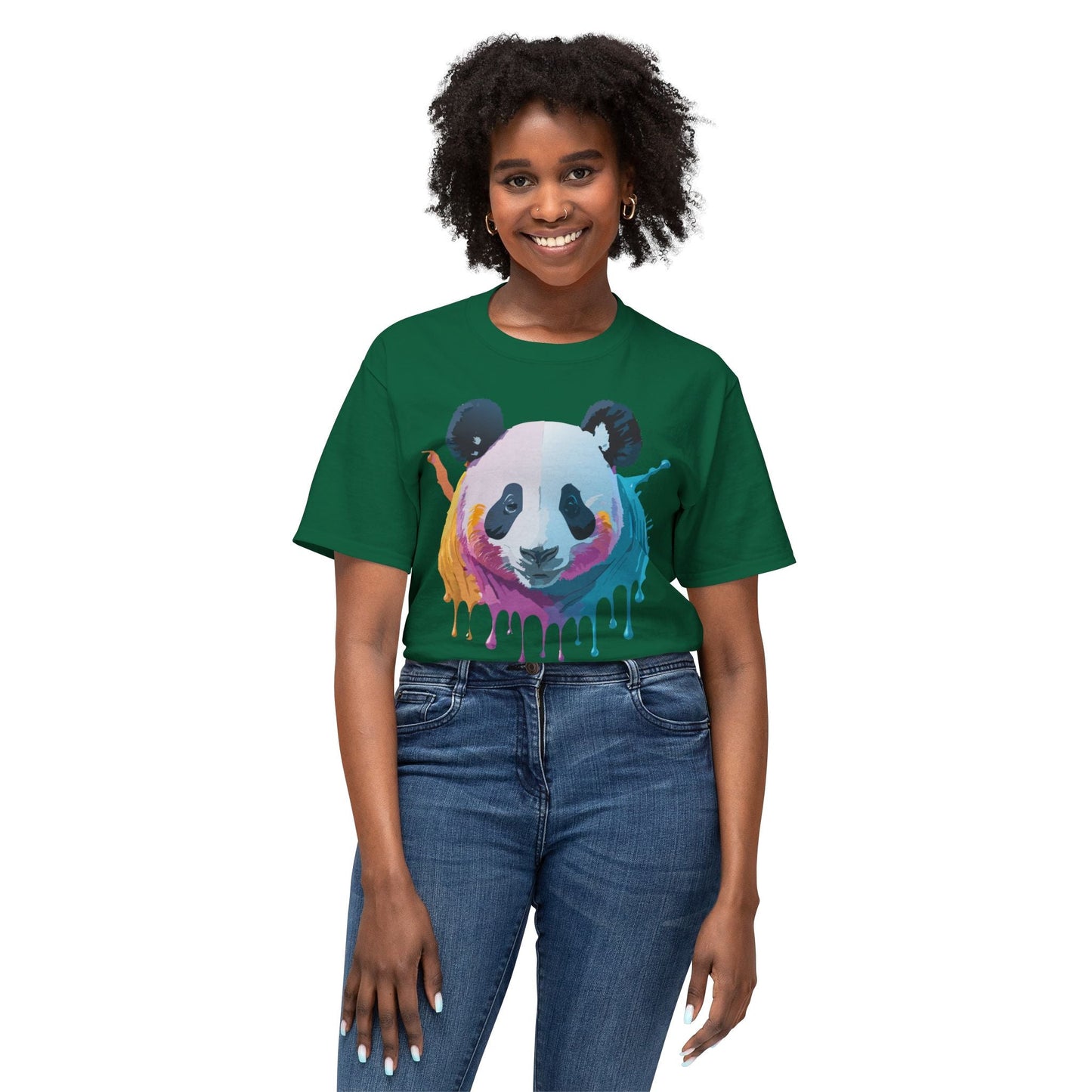 Unisex Panda Art Tee With Floral Print Premium Vintage Style HD Cotton Shirt Comfortable