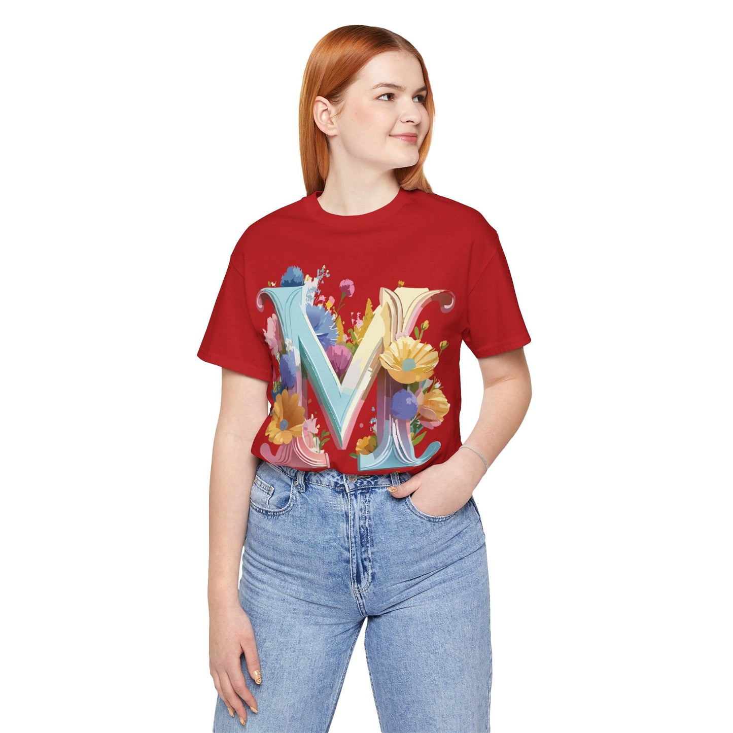 Letter M Shirt Unisex Graphic Tee Vintage Inspired Artwork Adelpha Short Sleeve Collection