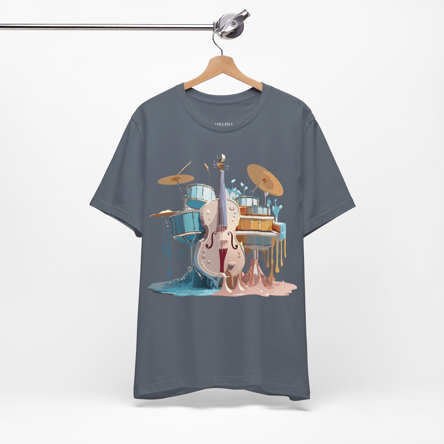 Music Graphic Unisex 100 Cotton Vintage Art with Musical Elements Tee 84