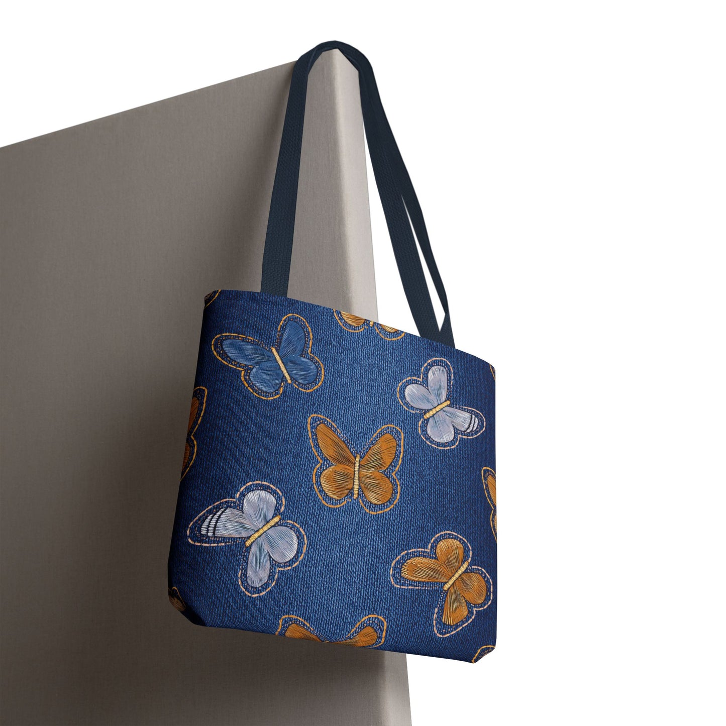 Denim Fabric Imitation Print Unisex Canvas Bag Poly Spun 3 Sizes Tote Bag 177