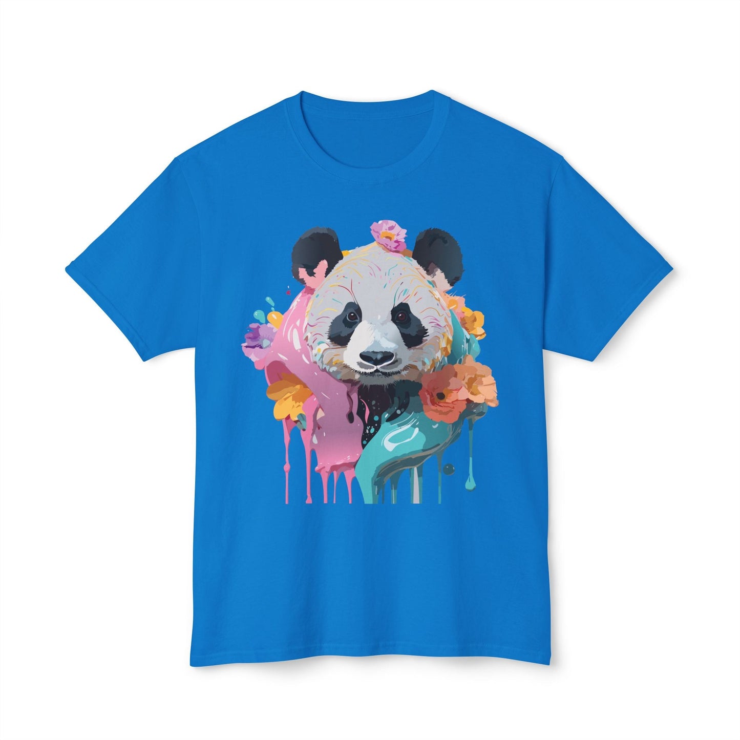 Panda T Shirt Unisex HD Cotton Tee With Panda Art Print Vintage Floral Design Printed In USA
