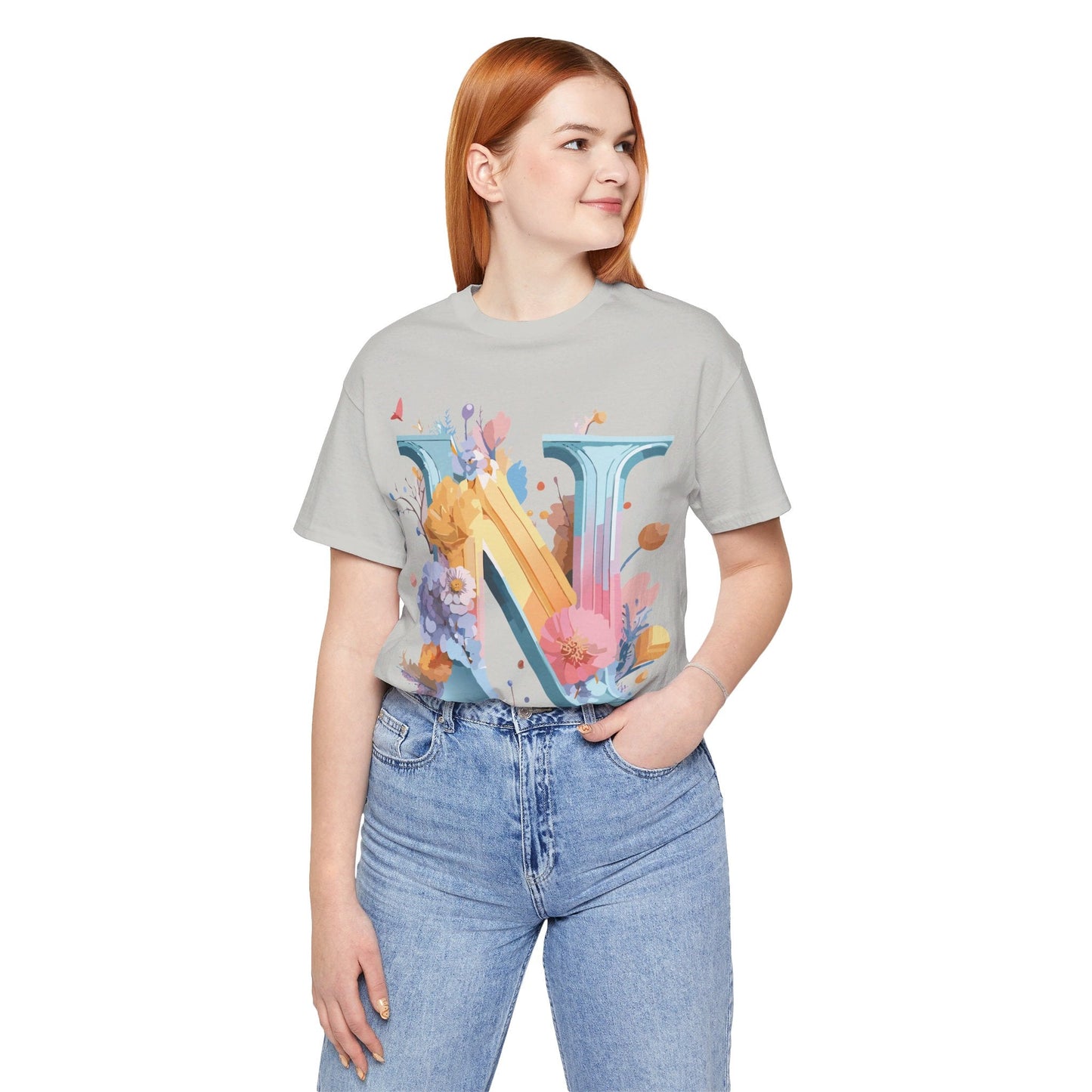 Letter N Shirt Classic Unisex Graphic Tee With Premium Vintage Adelpha Artwork Jersey Short Sleeve