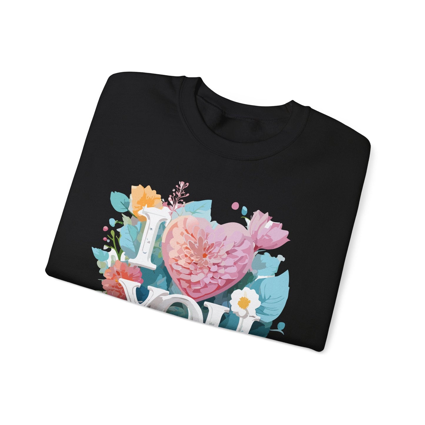 Floral Love Sweatshirt Unisex Valentines Day Gift 50 50 Cotton Polyester Crewneck