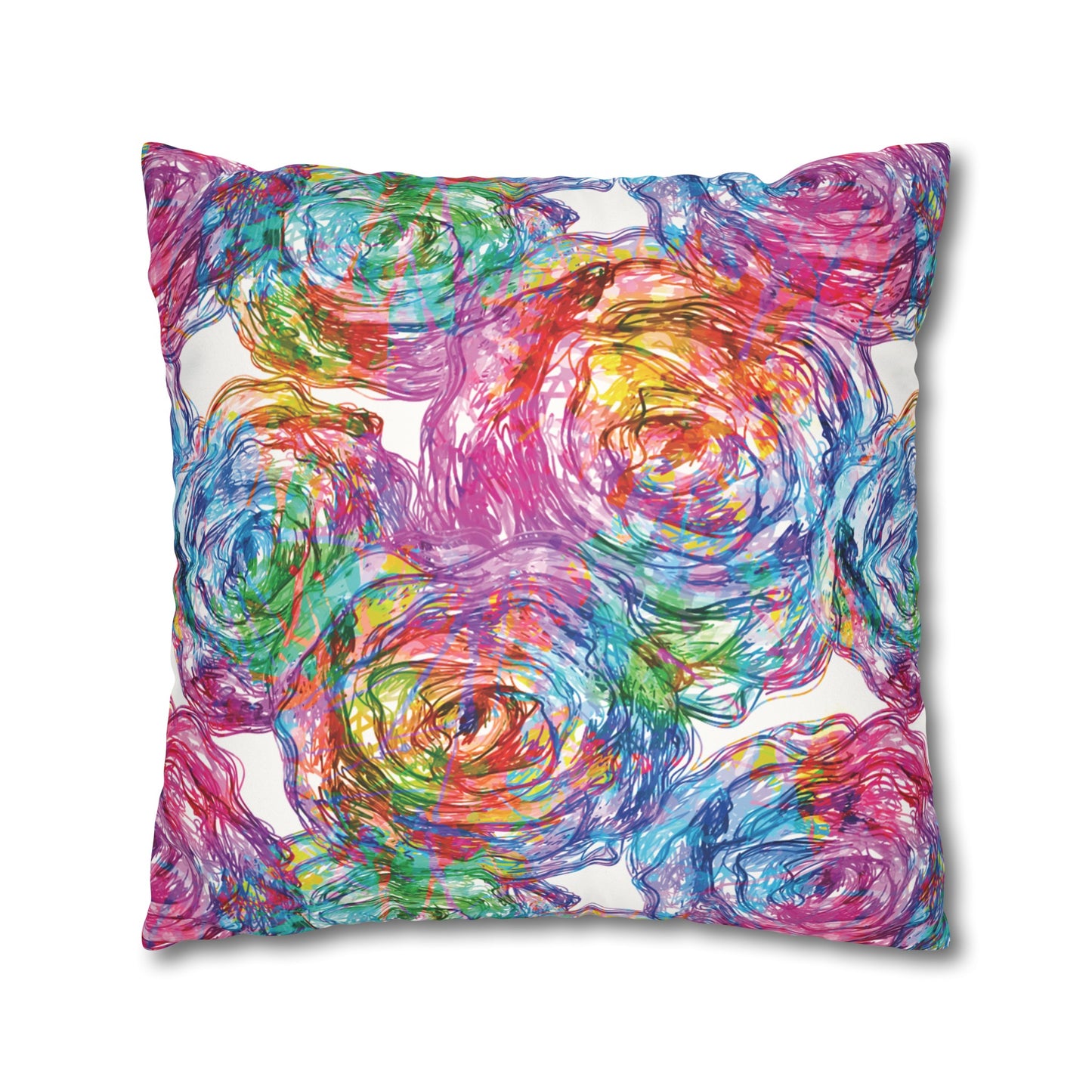 Faux Suede Pillowcase with Abstract print