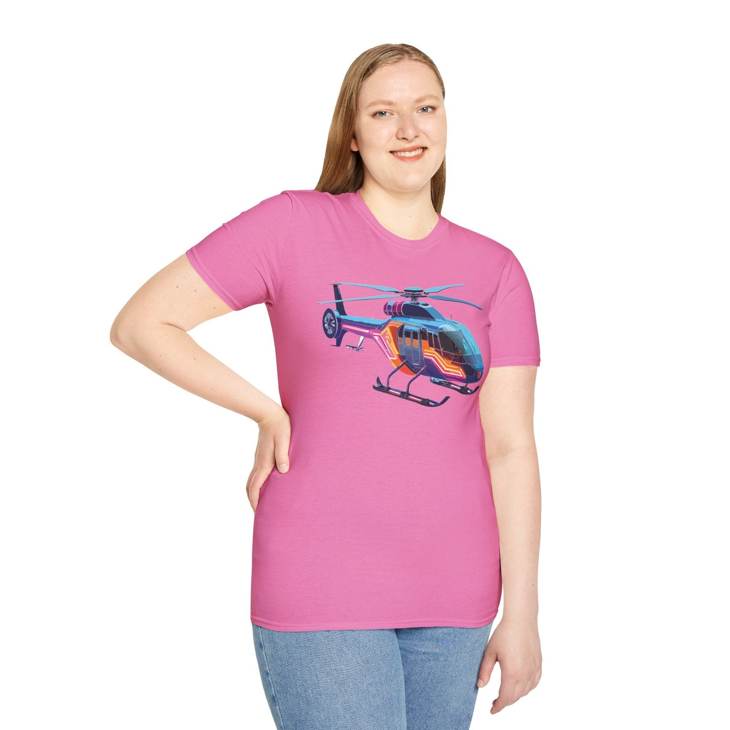Chopper Helicopter T Shirt Unisex Softstyle 100 Percent Ring Spun Cotton Premium Tee