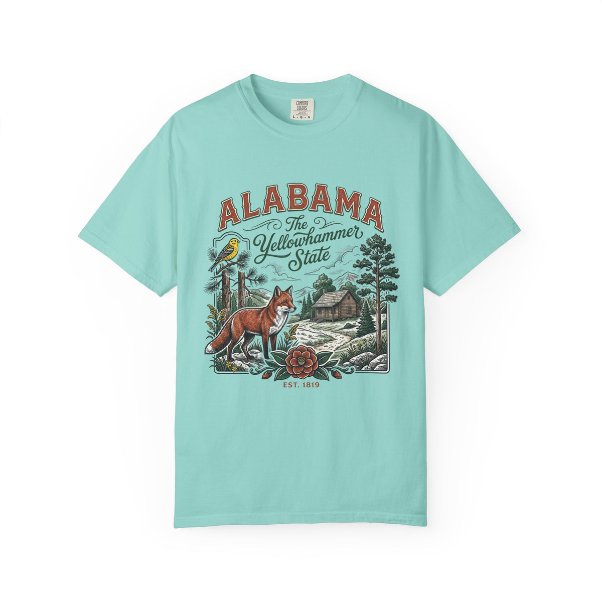 Alabama Graphic Unisex Heavyweight Garment-Dyed Travel Tourist Graphic Gift Tee 100 Cotton Comfort Colors T-Shirt