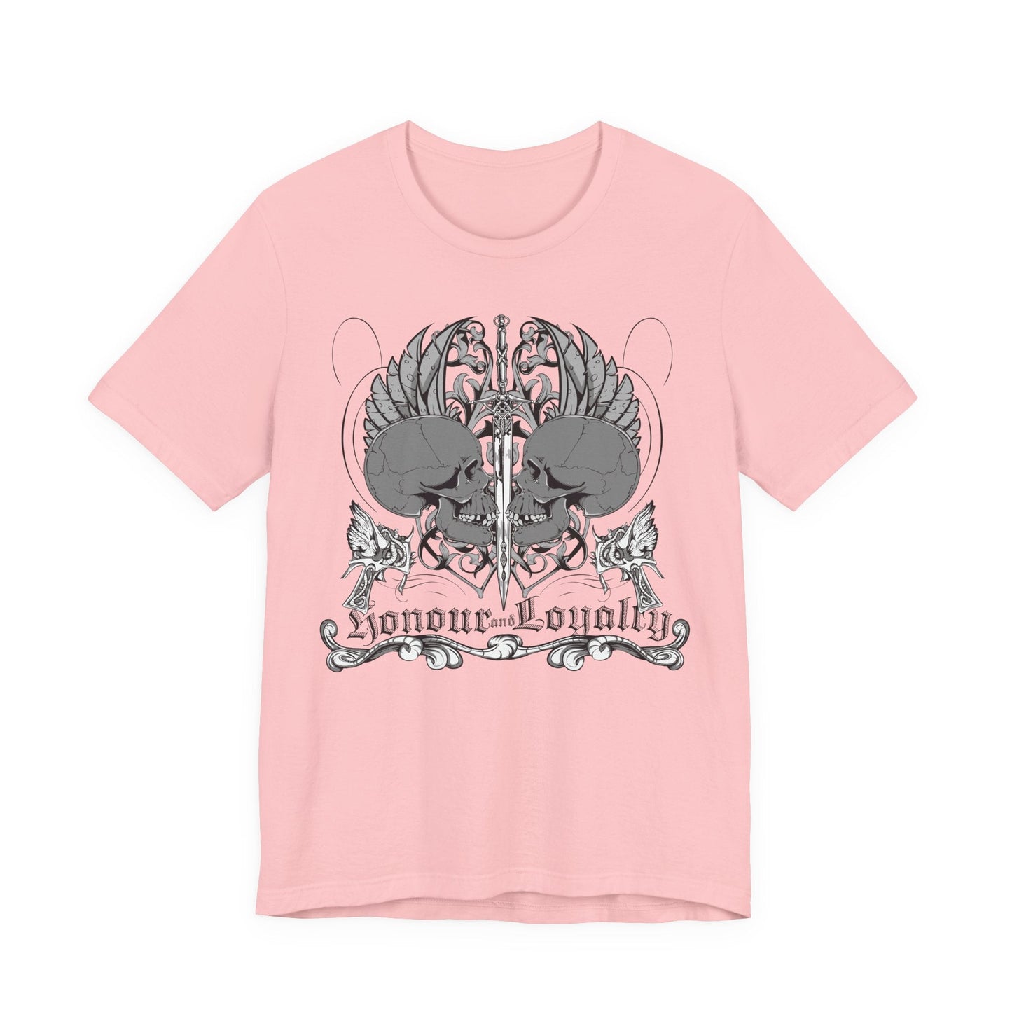Honor Loyalty crest tee Gothic heraldry skulls wings emblem Art-48