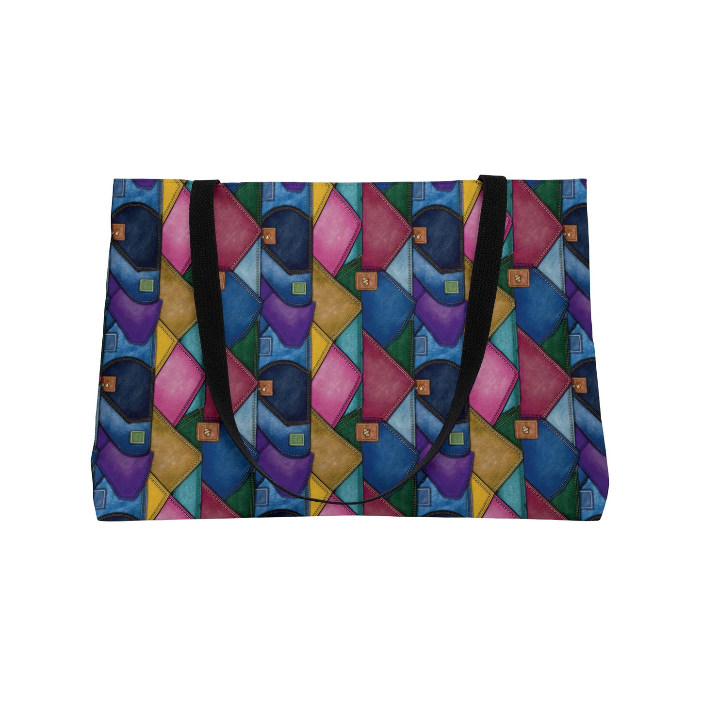 Denim Print Yoga Bag High-Quality 100% Spun Polyester 24x13 Canvas Gym Bag 34