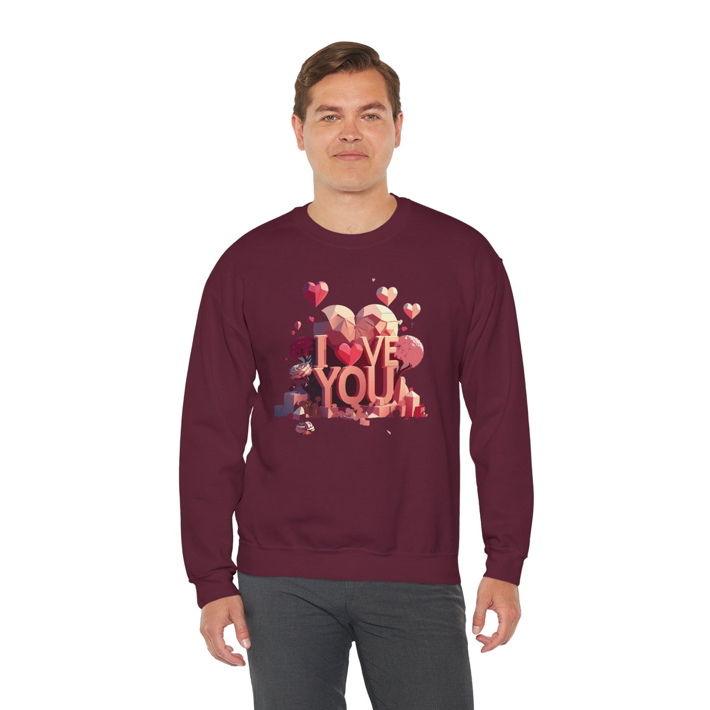 Unisex Big Heart Love Sweatshirt, Love Heart Sweatshirt, Floral Love Sweatshirt, 50/50 Cotton-Poly Valentine's Day Sweatshirt 10