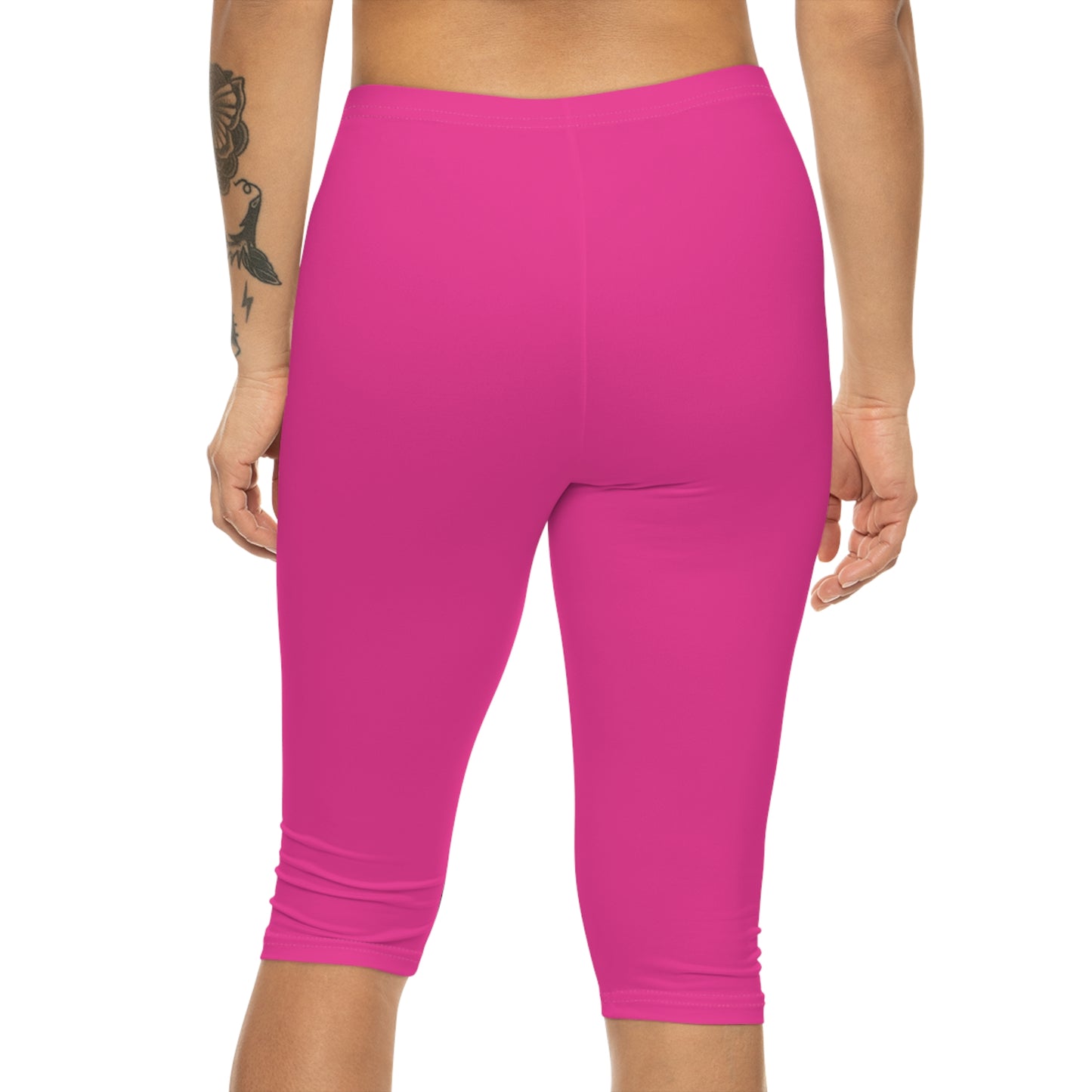 Dragonfruit Pink Color Women's Brushed Suede Poly Span Casual Capri Leggings XS-2XL