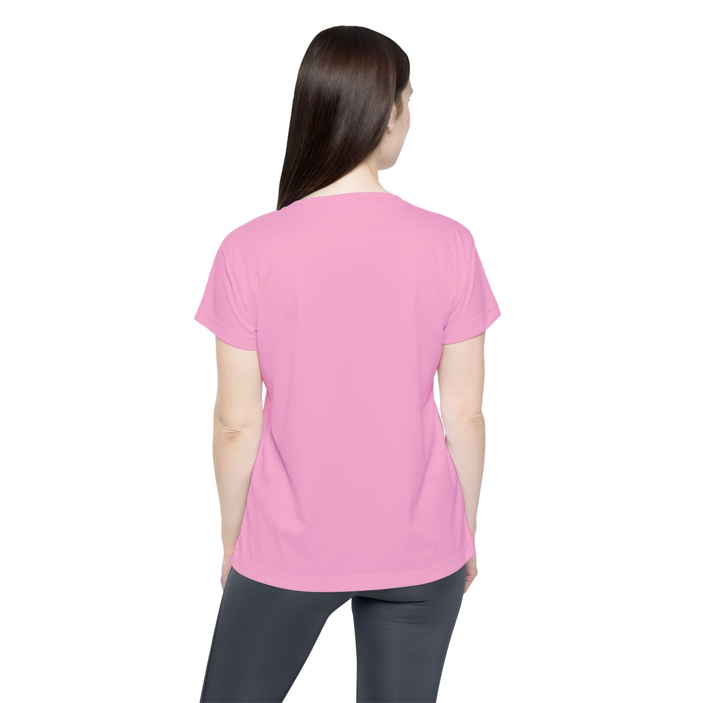 Blush Pop Pink Women's Sports Jersey Short Sleeves 100% Poly Solid Pink Color Print Athletic Tee
