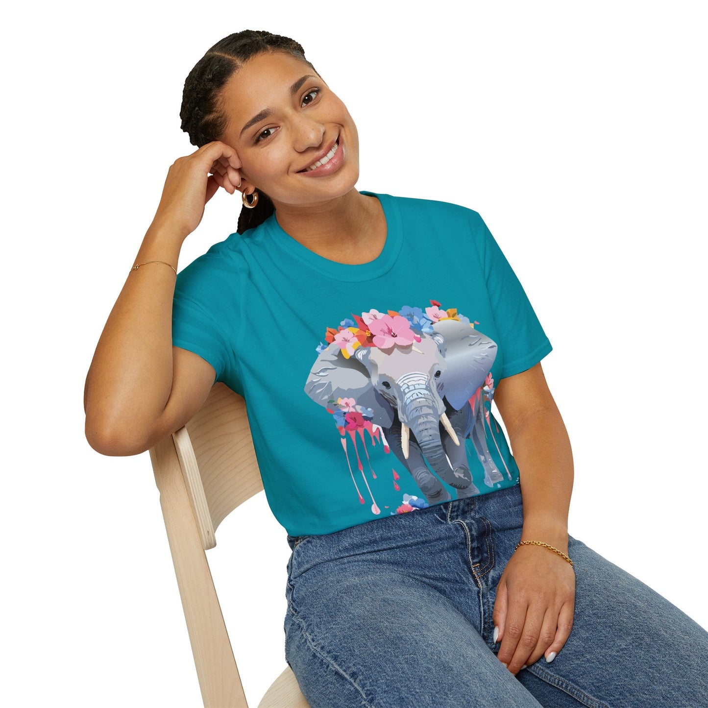 Elephant Graphic T Shirt Unisex Animals Tee Softstyle 64000 Gildan Comfort Breathable