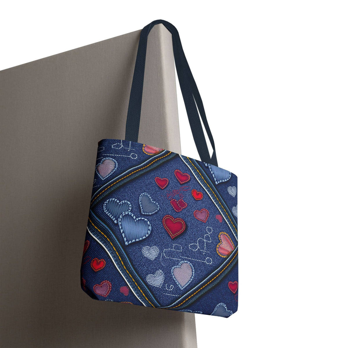 Love Day Graphic Design Denim Fabric Imitation Print Unisex Canvas Bag POLY 3 Sizes Tote Bag 201-30