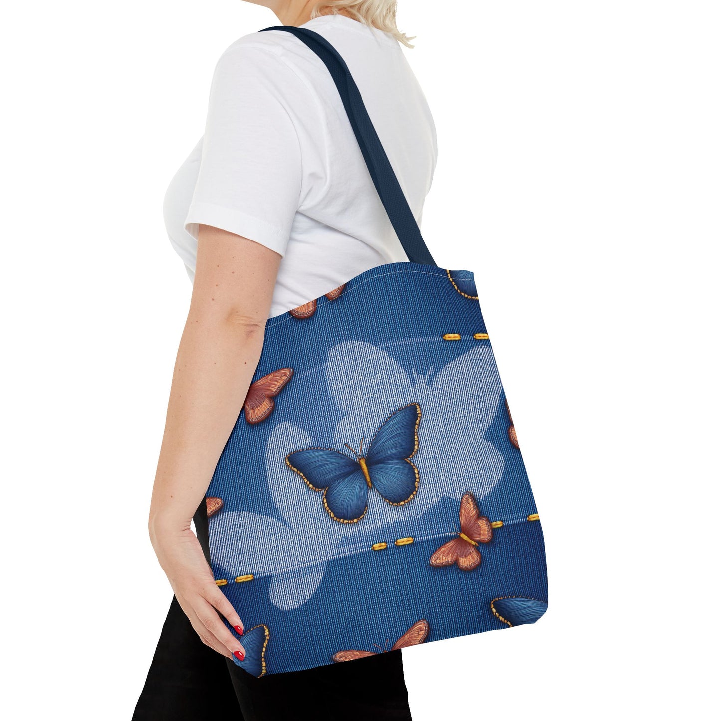 Denim Fabric Imitation Print Unisex Canvas Bag Poly Spun 3 Sizes Tote Bag 176